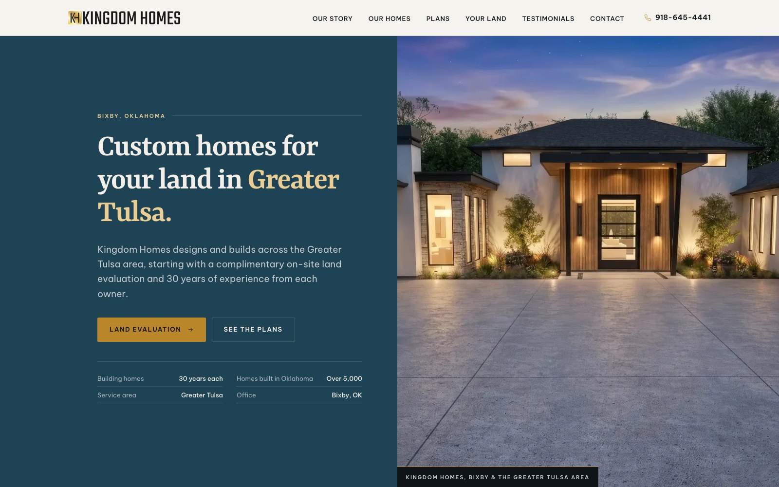 The new Kingdom Homes homepage concept