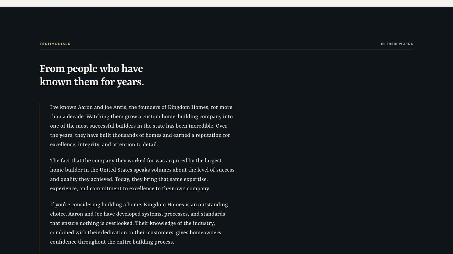 The reviews section of the new homepage